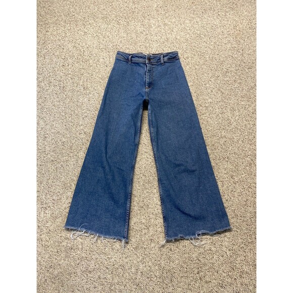 Zara Wide-Leg Flare Jeans in Blue - Picture 3 of 8